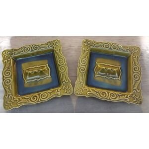 Vintage Ashtray MCM EA•10•2S USA Green and Blue Set of 2